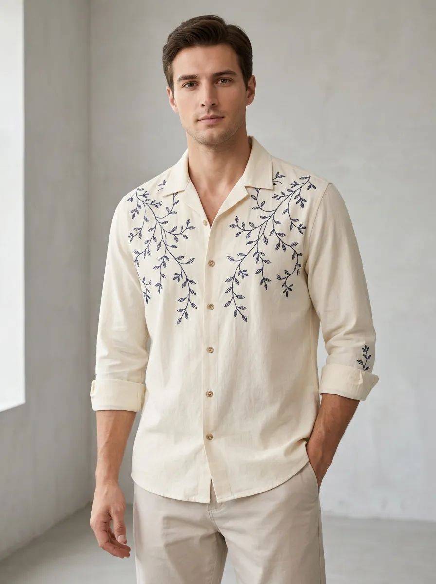 Men's Botanical Nature Artful Printed Shirt
