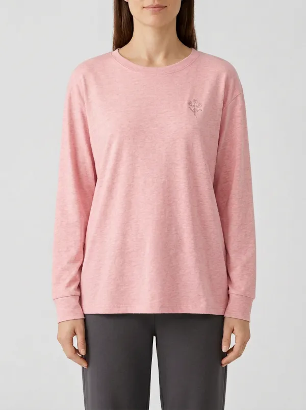 Women's Heather Embroidered Long-Sleeve T-Shirt