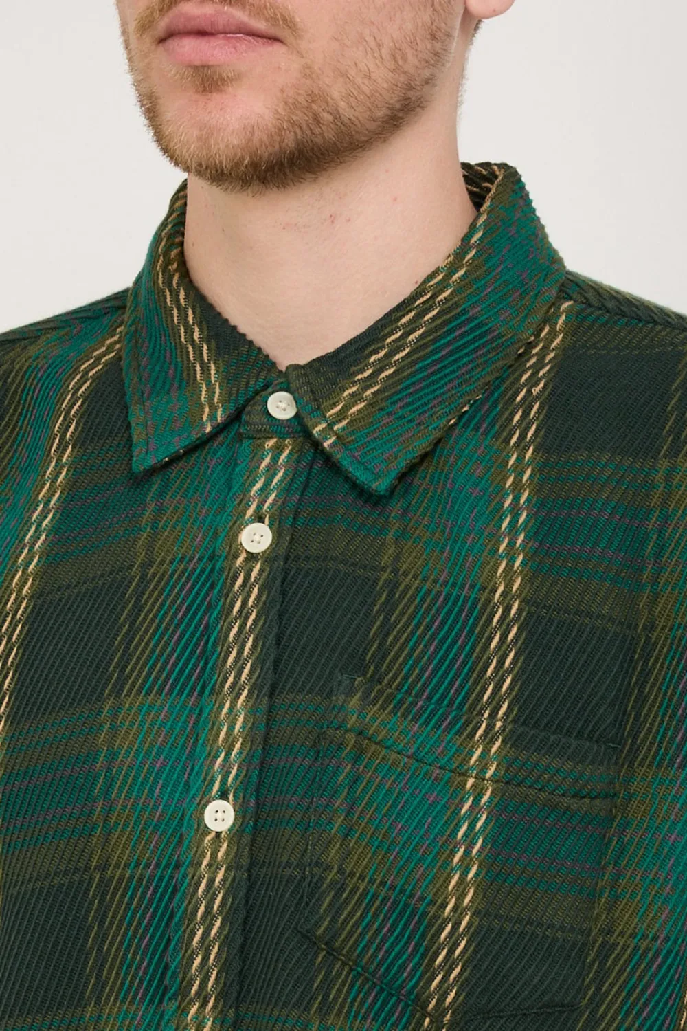 Green Checkered Long-Sleeved Shirt