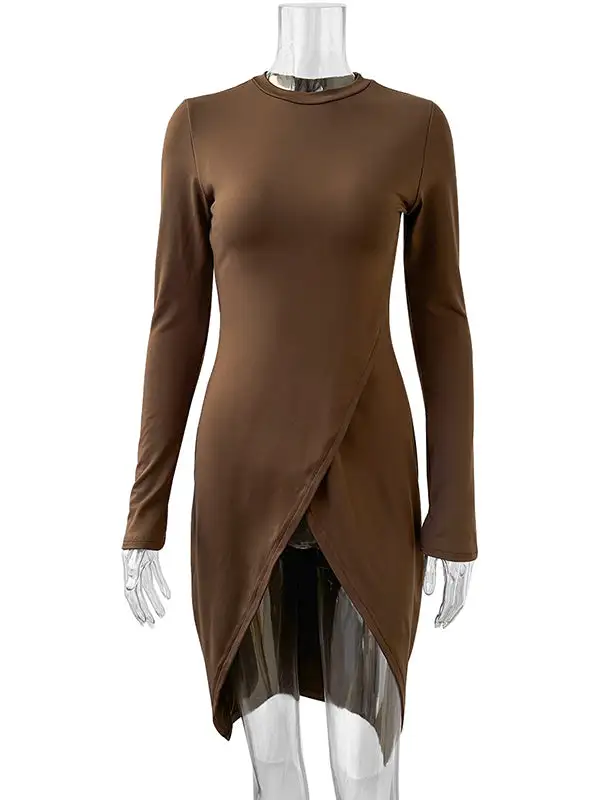 Bodycon High Low Round Neck T-Shirt