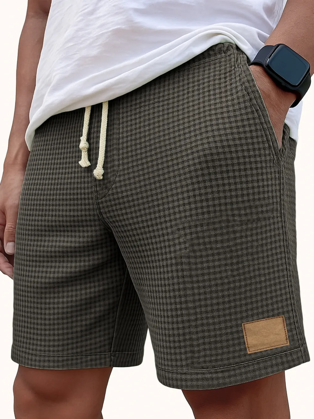 Textured Knit Seamed Detail Relaxed Shorts