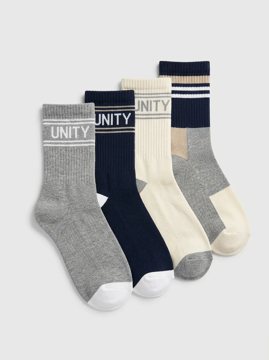Everyday Striped Printed Style Men's Four Pair Socks