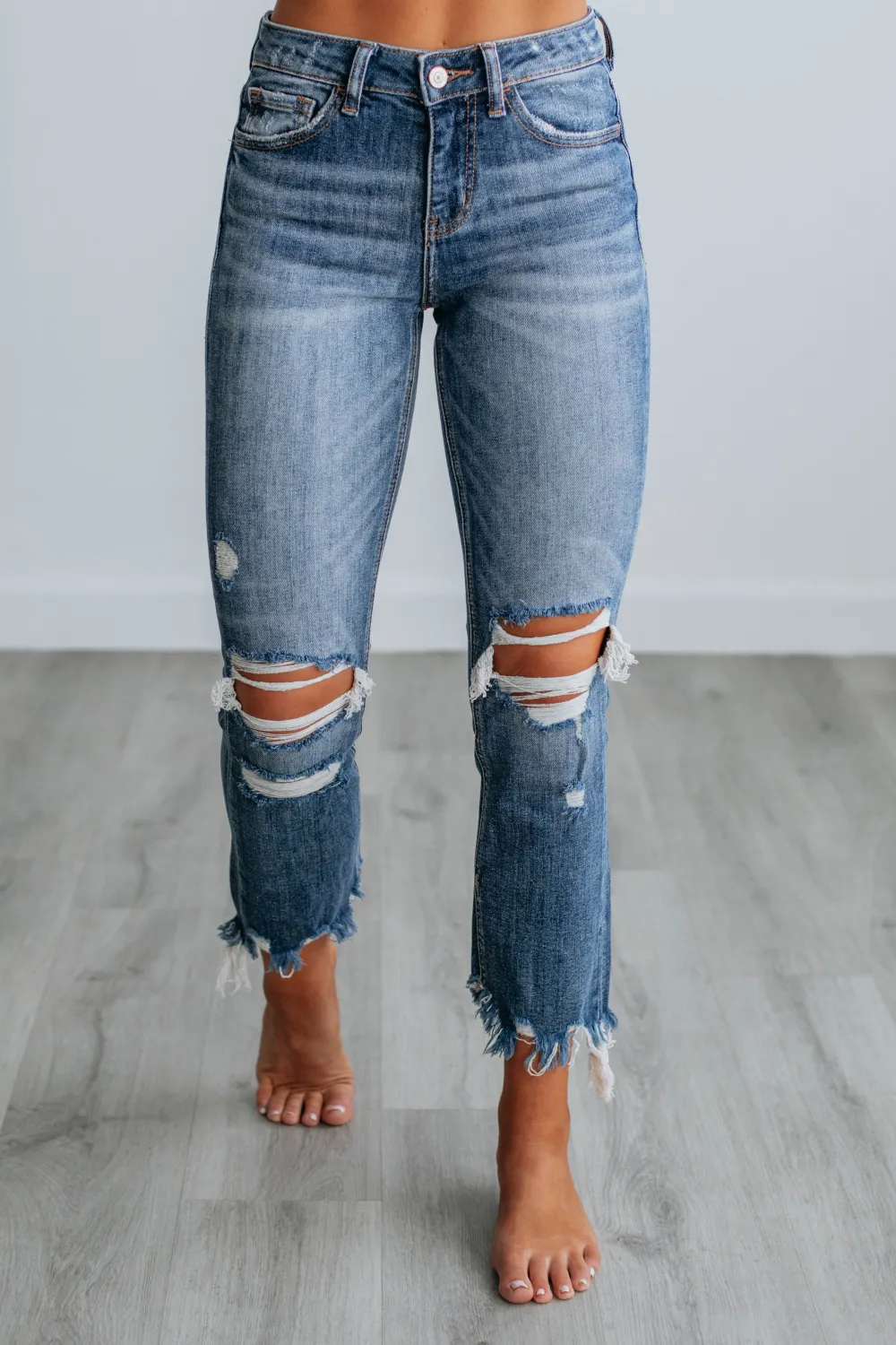 Women's High Rise Cropped Stretch Denim Jeans