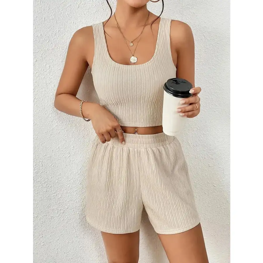 Scoop Neck Top and Shorts Set