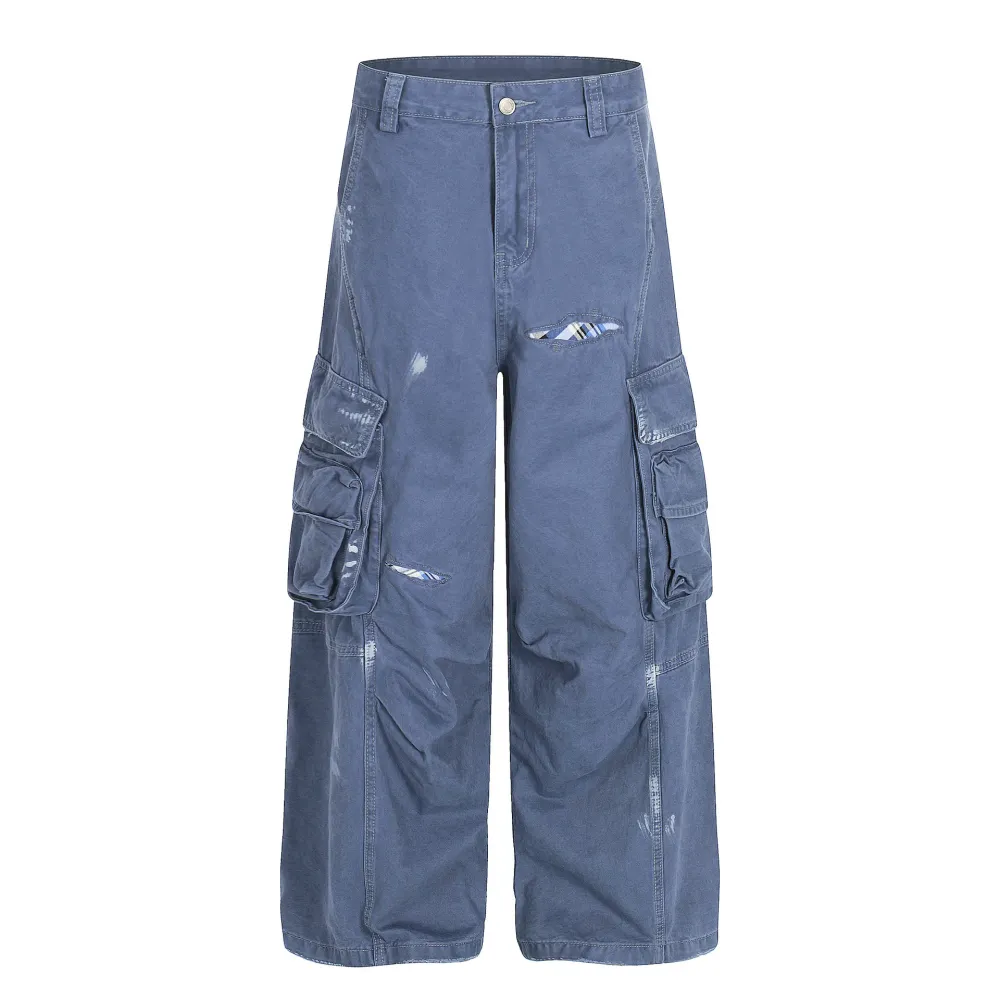 Distressed Loose Cargo Pants
