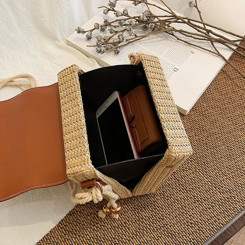 Small Horizontal Square Woven Handbag Chic Sophistication