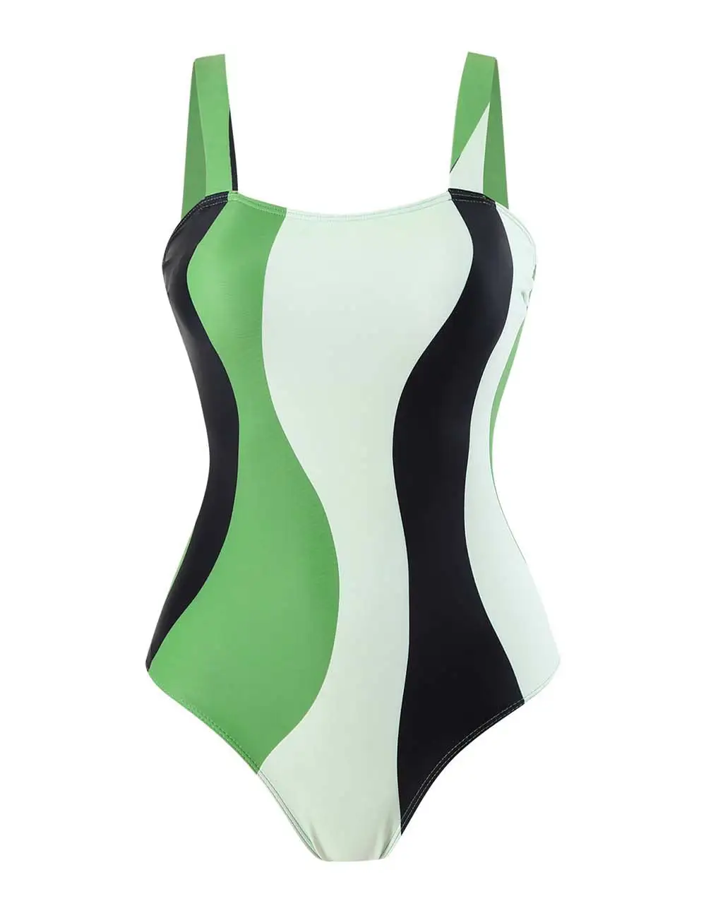 Striped Print One Piece Swimwear with Sarong