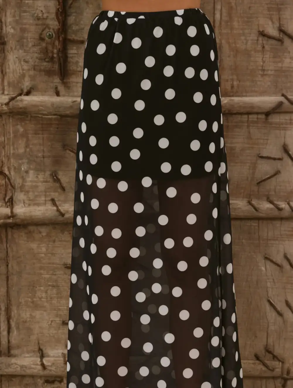 Mesh Polka Dot Midi Skirt