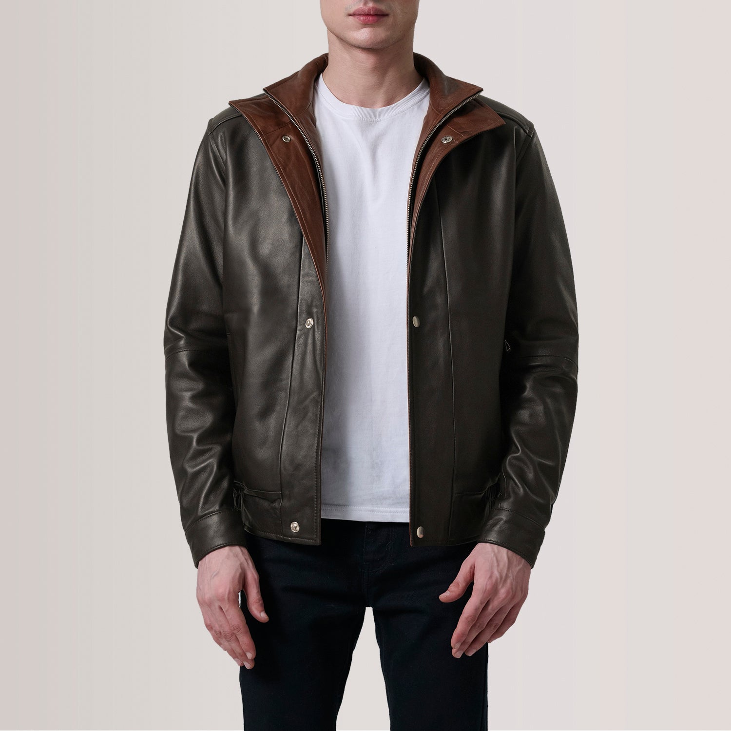 Men's Textured Bomber Leather Jacket