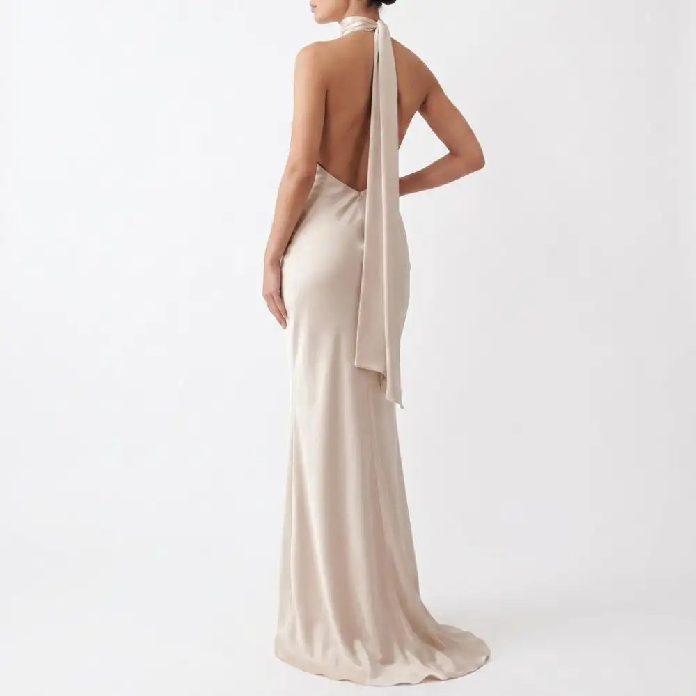 Satin Draped Maxi Dress