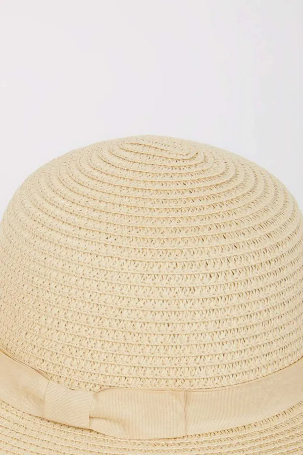 Bow-Decorated Straw Hat