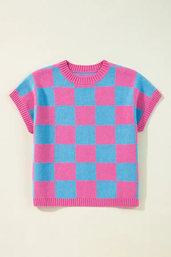 Relaxed Crew-Neck Ribbed Knit Colorblock Tank Top