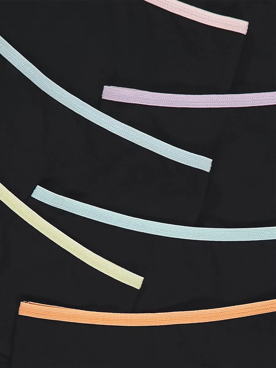 Black Contrast Trim Short Briefs 7 Pack