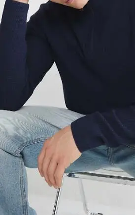 Men's Navy Blue Fashion Casual Slim Fit Half Zip Sweater