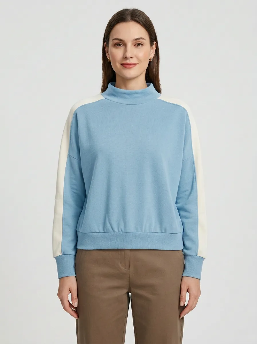 Women's Colorblock Mock-Neck Sweatshirt