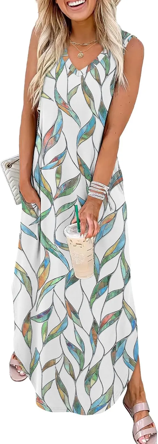 Sampeel Summer Dresses Maxi Dress Vacation Beach Sundresses 2025 with Pockets