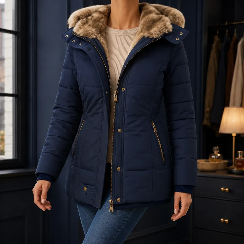 Hooded Quilted Plush-Lined Jacket