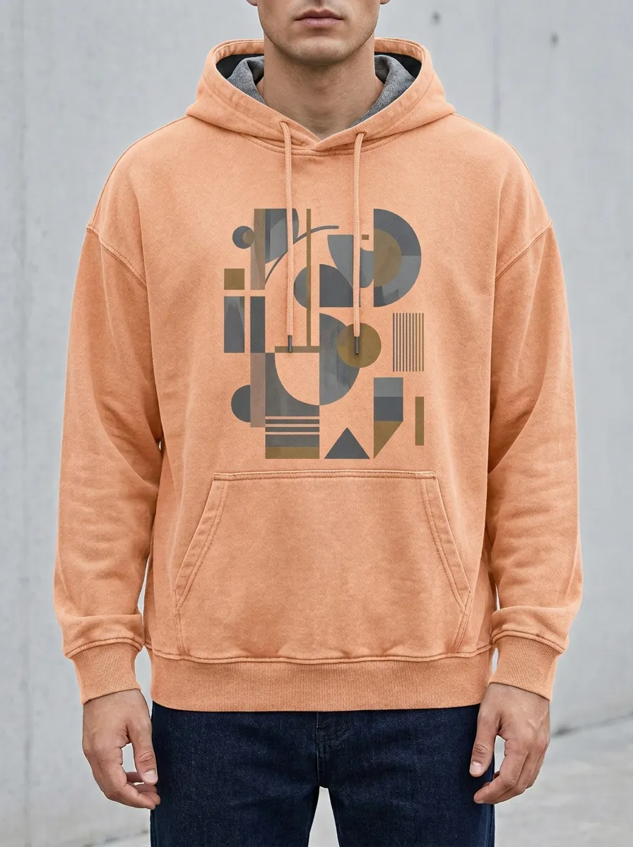 Men's Sport-Inspired Abstract Geometric Art Print Hoodie