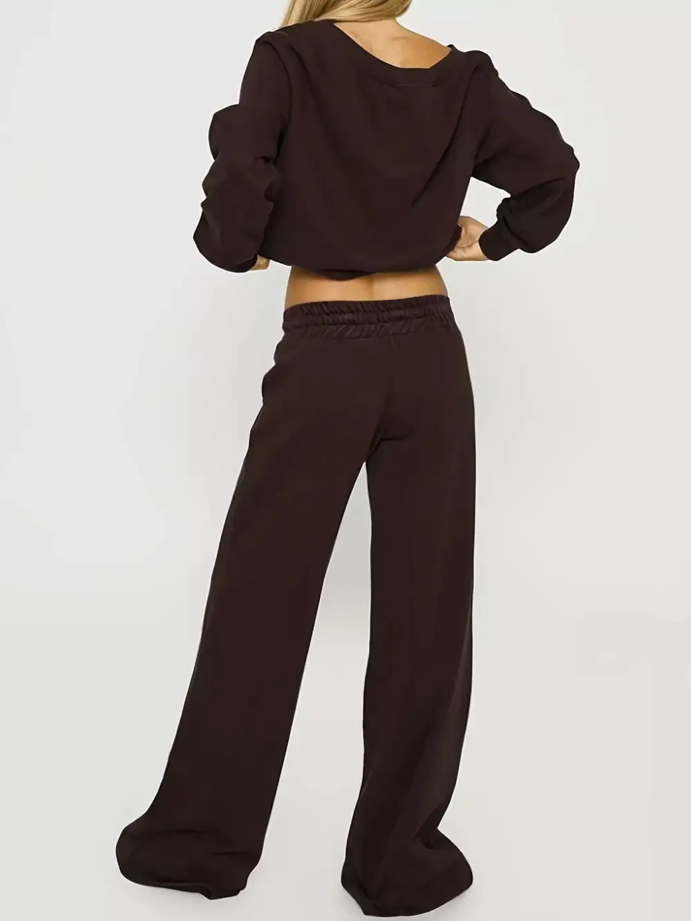 Boat Neck Long Sleeve Sweatshirt and Pants Set