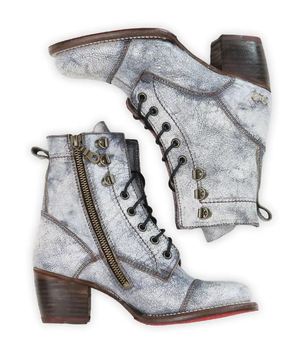 Cap-Toe Side-Zip Lace-Up Boots