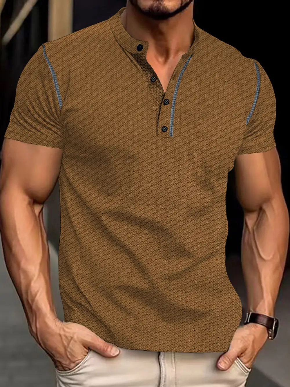 Stand Collar Polo Shirt