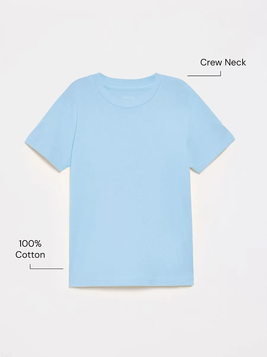 Light Blue Crew Neck School T-Shirt 2 Pack