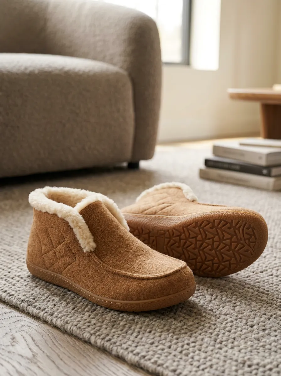 Core Quilted Fleece Lined Look Unisex Warm Wool Shoes
