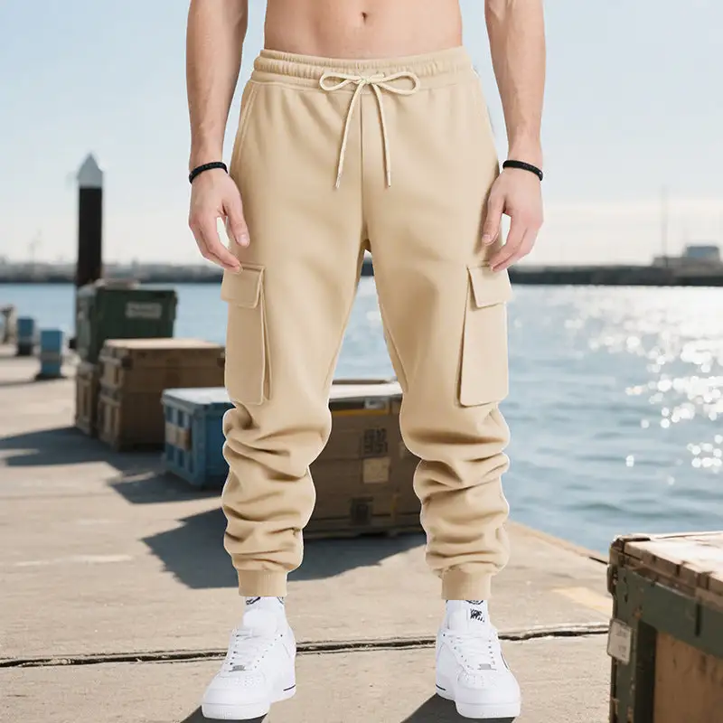 Men's Technical Cargo Pockets Waistband Cargo Pants