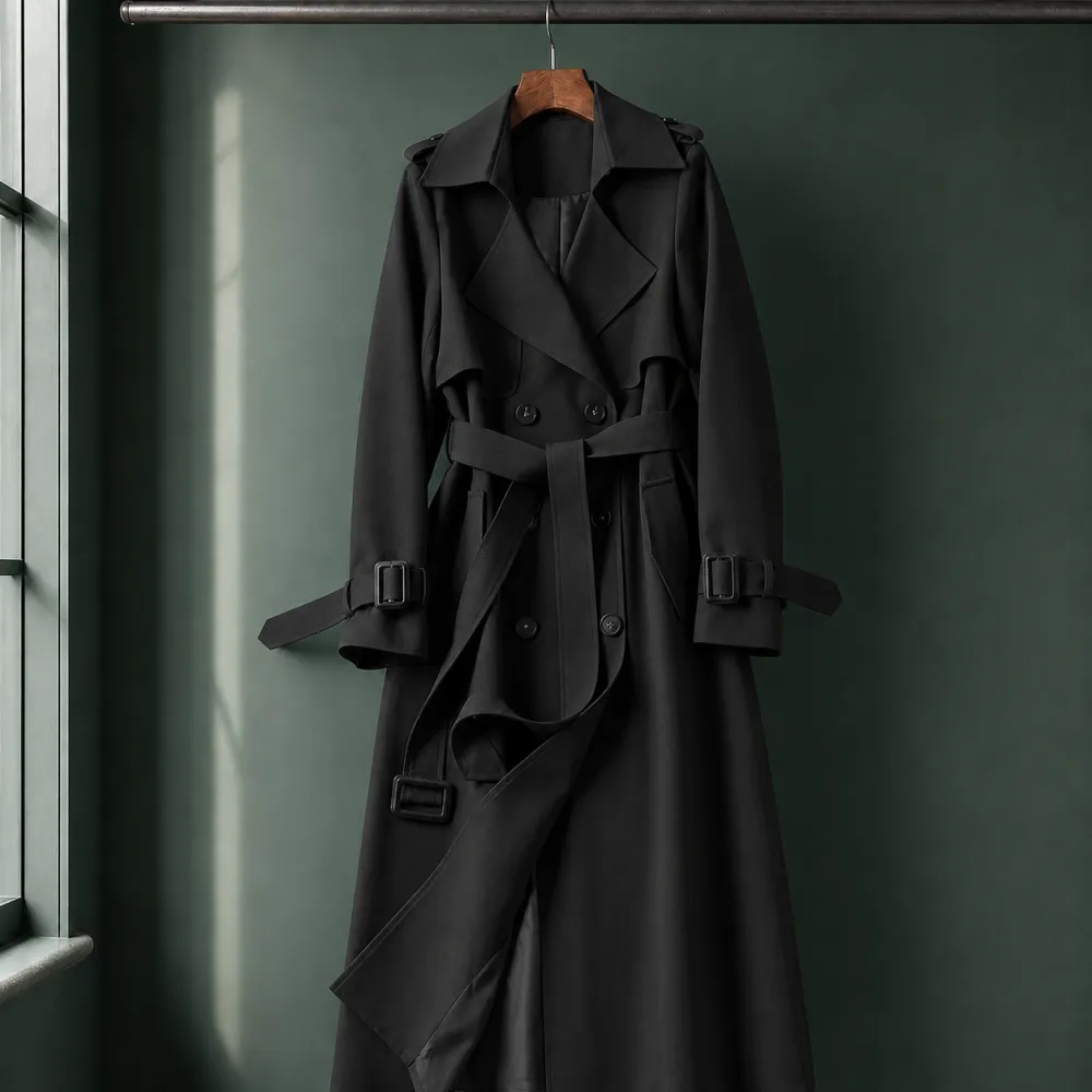 Double-Breasted Notched Lapel Overcoat