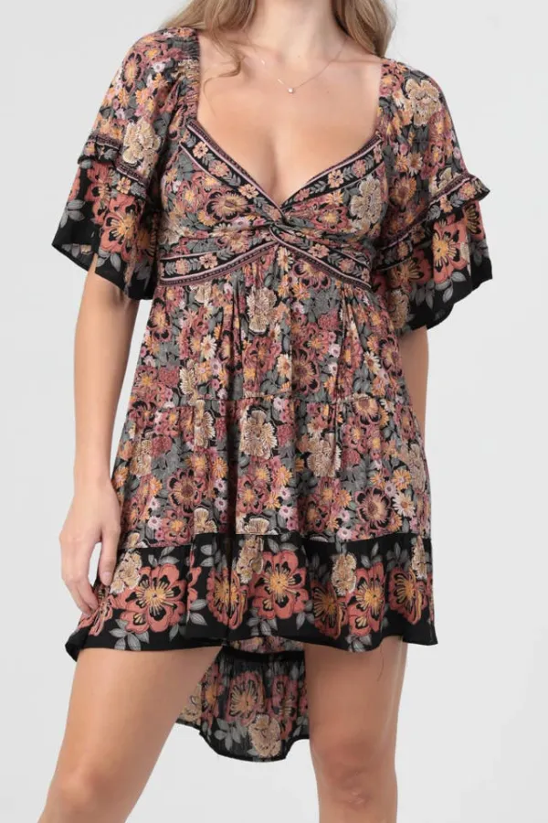 Twist Front V Neck Women's Casual Dress