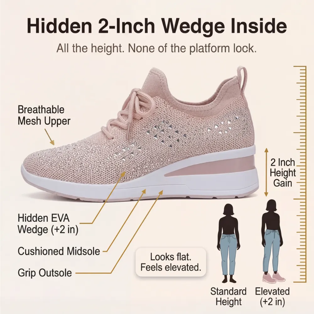 Embellished Detail Rhinestone Wedge Sneakers