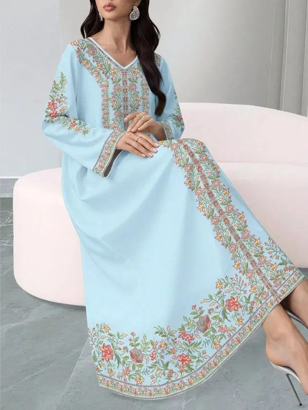 Floral Long-Sleeve Maxi Dress