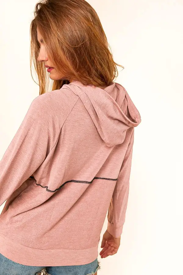Buttons Front Princess Line Out Seam Hoodie