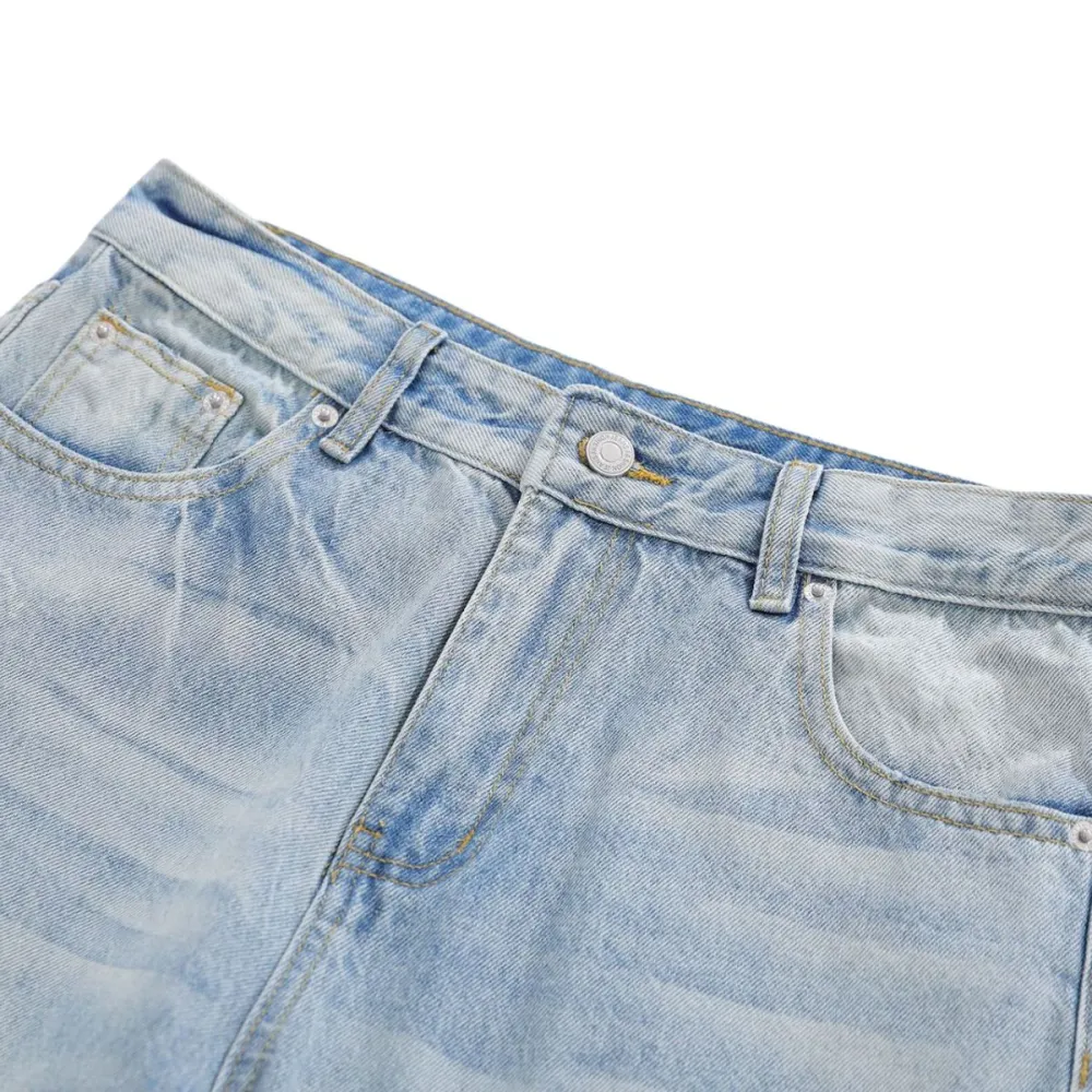 Modern Flare Washed Whiskered Denim Jeans