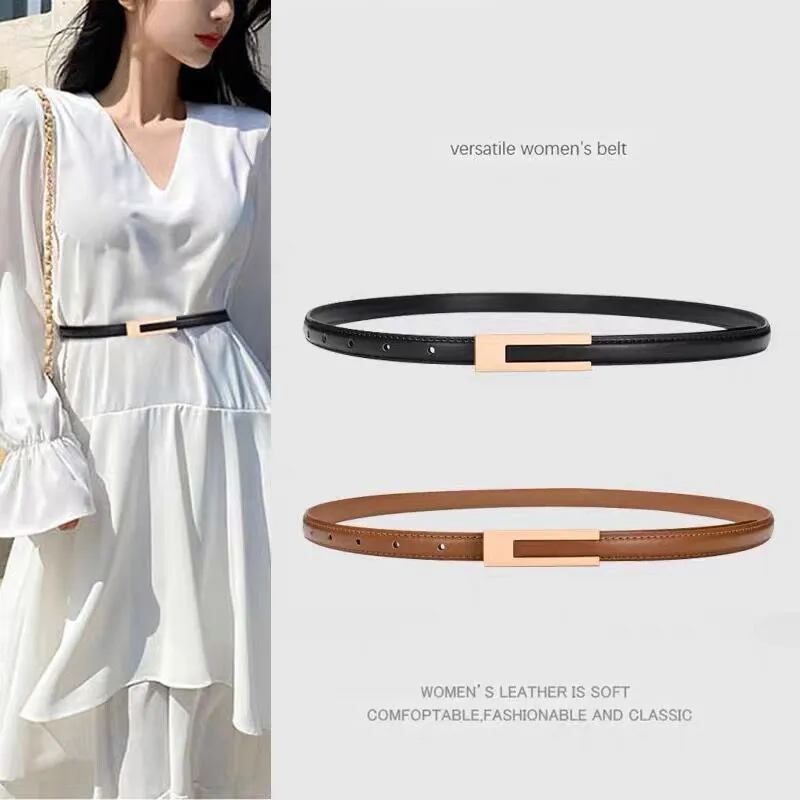 This slim women’s belt is made for the outfits you already love.  The sleek G-shaped metal buckle adds just the right amount of sophistication, while the narrow strap creates a clean, feminine silhouette without overpowering your look.