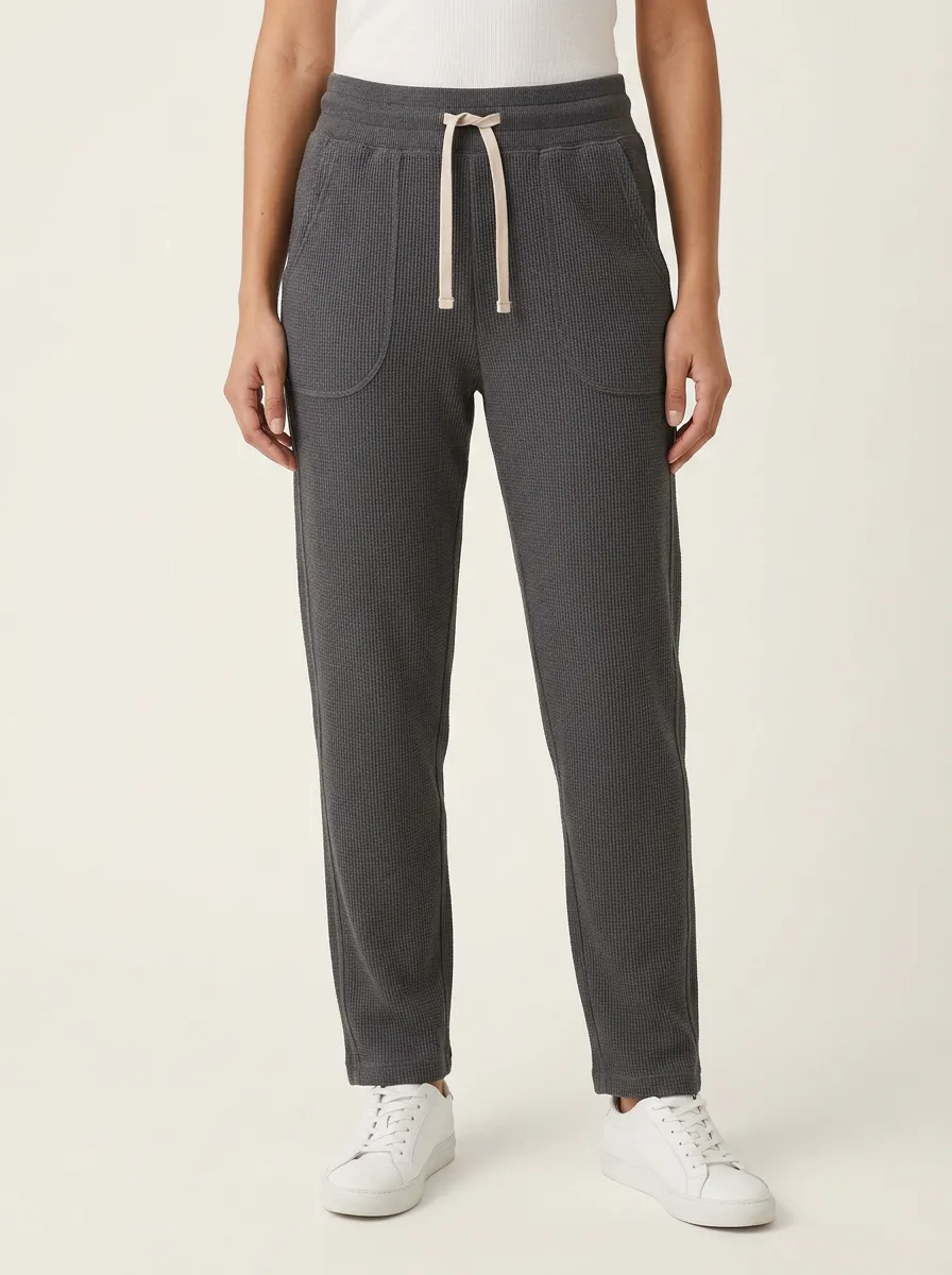 Women's Casual Waffle Knit Drawstring Jogger Pants