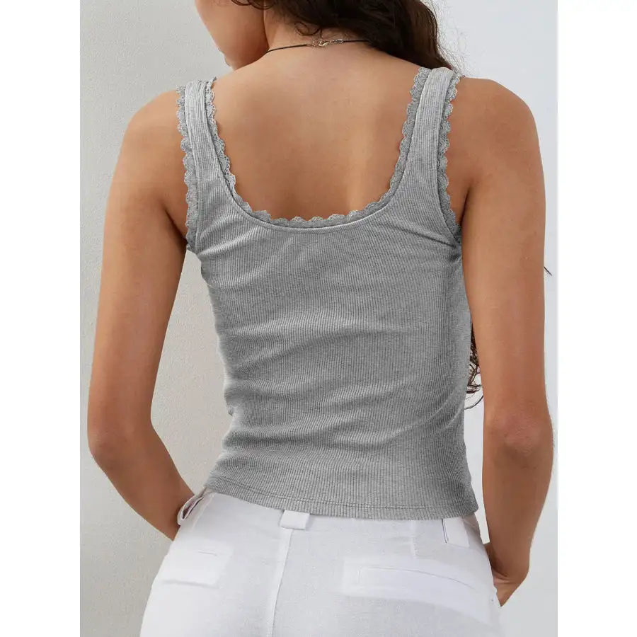 Lace Detail Square Neck Tank