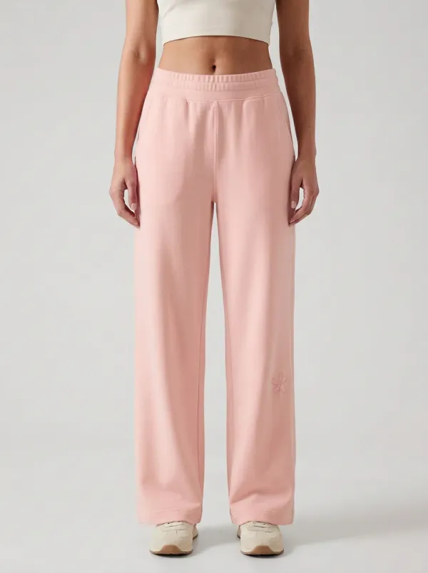 Women's Minimalist Aesthetic Small Flower Embroidered Printed Sweatpants
