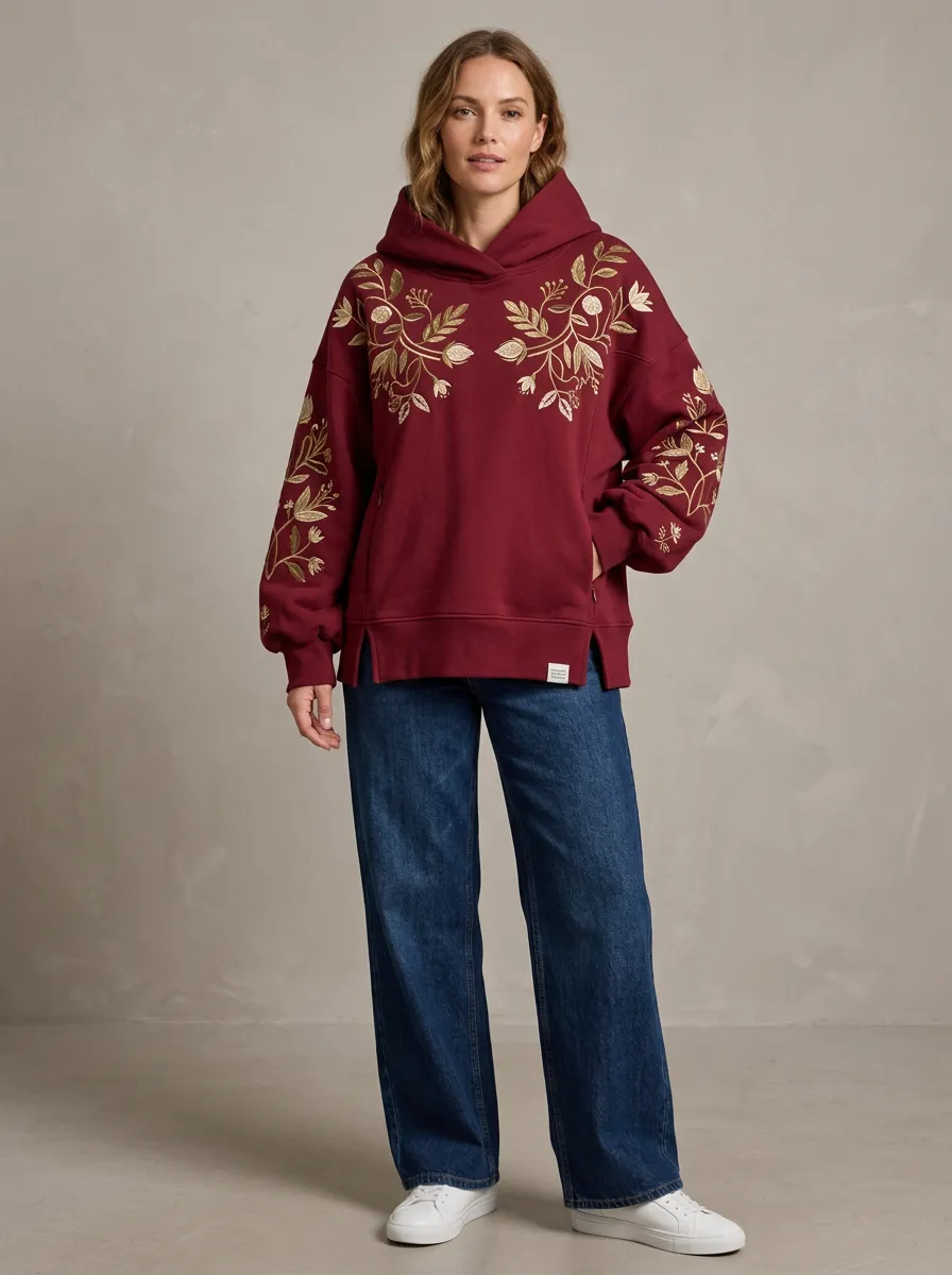 Women's Botanical Floral Graphic Everyday Comfort Hoodie