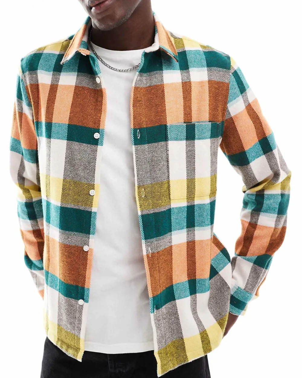 Brushed Flannel Shirt With Rainbow Check