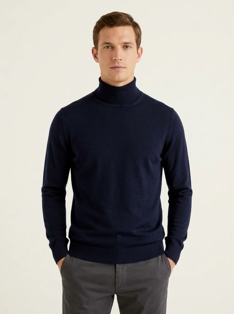 Men's Vintage Inspired Ribbed Knit Turtleneck Sweater