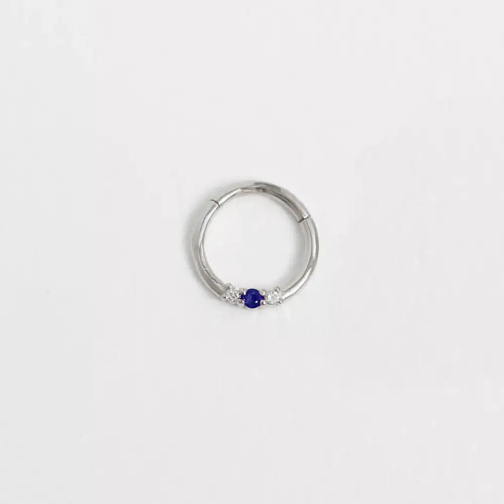 Diamond Sapphire Emerald Hoop Earring