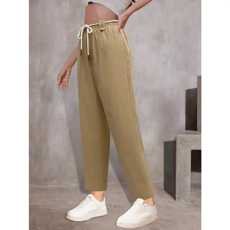 Tie Waist Straight Leg Pants
