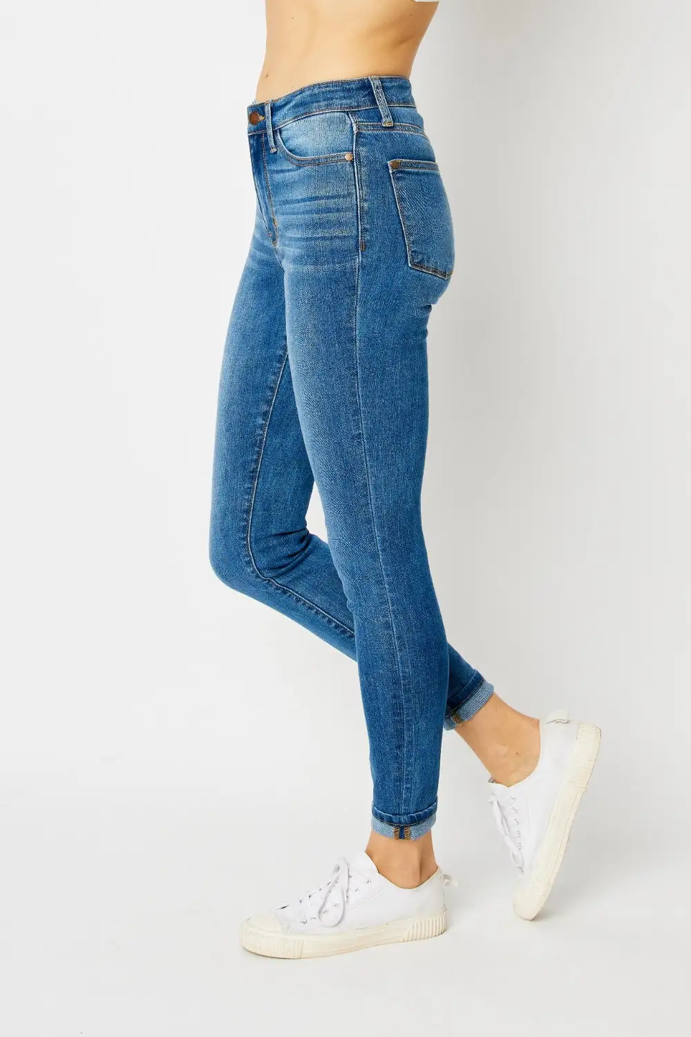 Low Rise Cuffed Hem Skinny Jeans