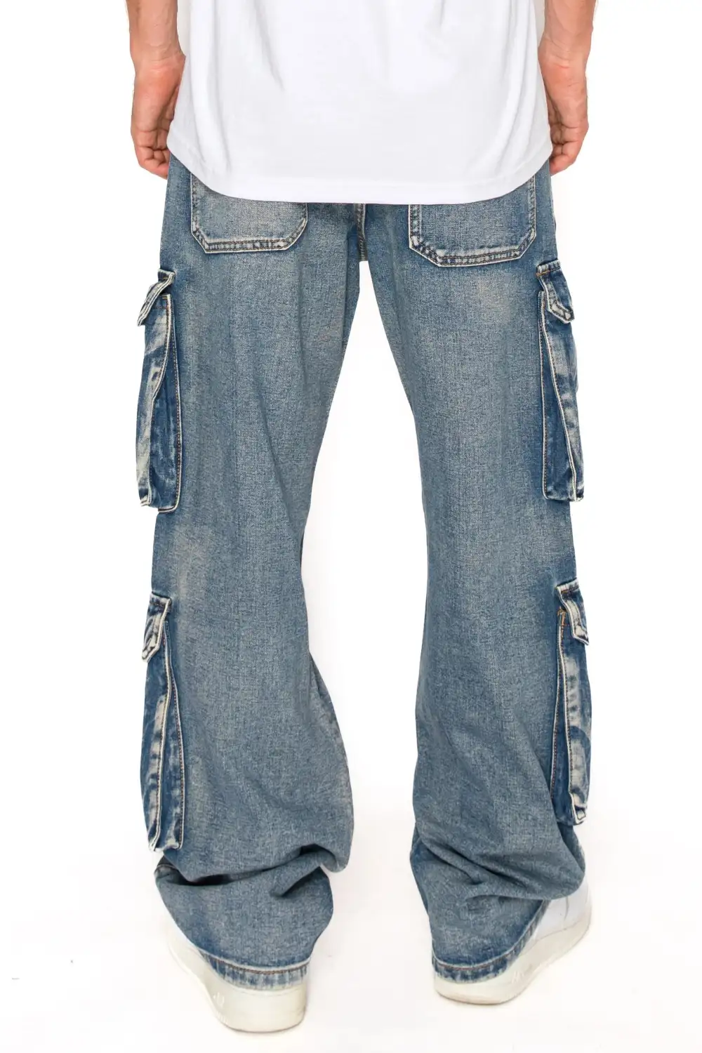 Men's Baggy Double Cargo Denim Jeans