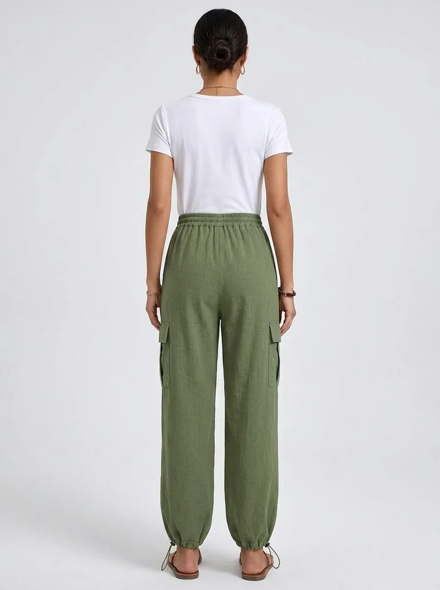 Women's Tapered Drawstring Cargo Joggers