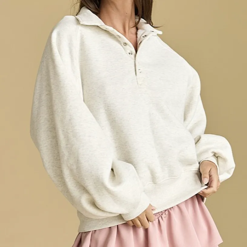 Half-Snap Mock-Neck Sweatshirt