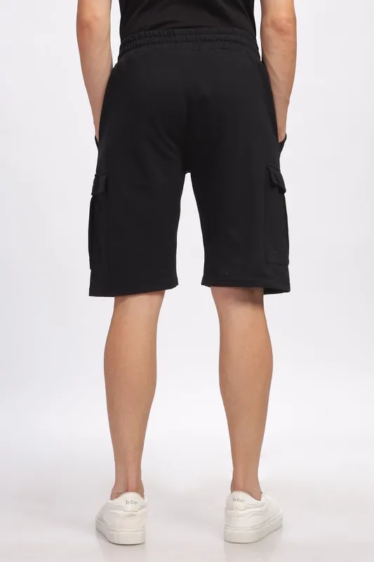Black Loop Knit Cotton Shorts