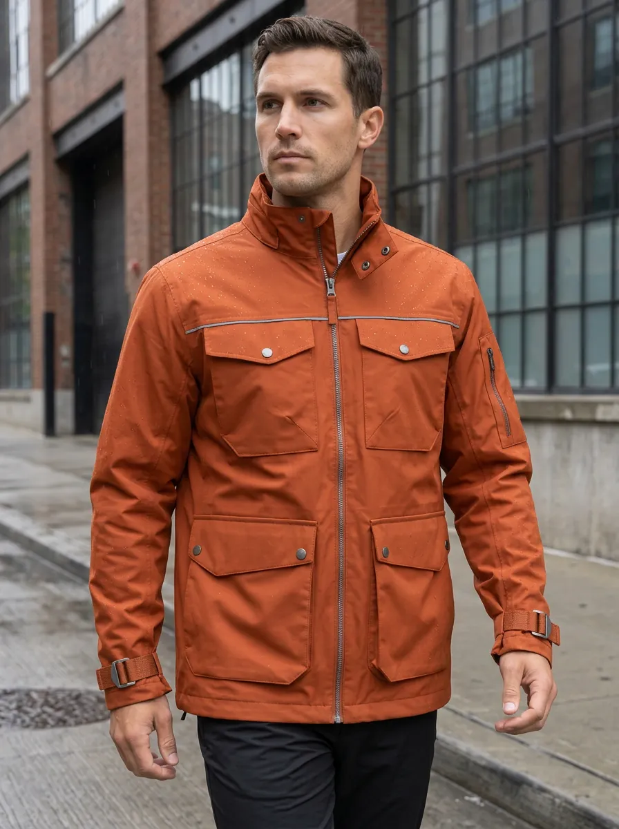 Men's Utility Rust Orange Waterproof Jacket