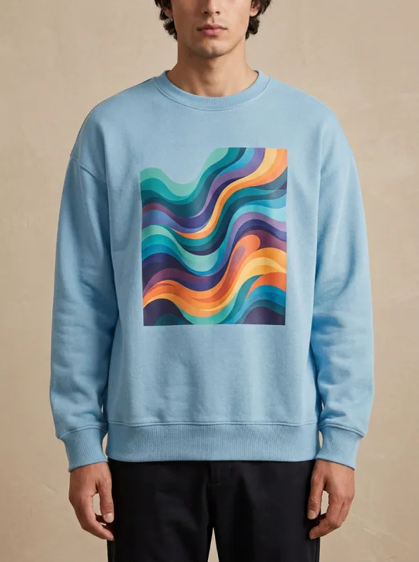 Men's Abstract Colorful Wave Printed Sweatshirt